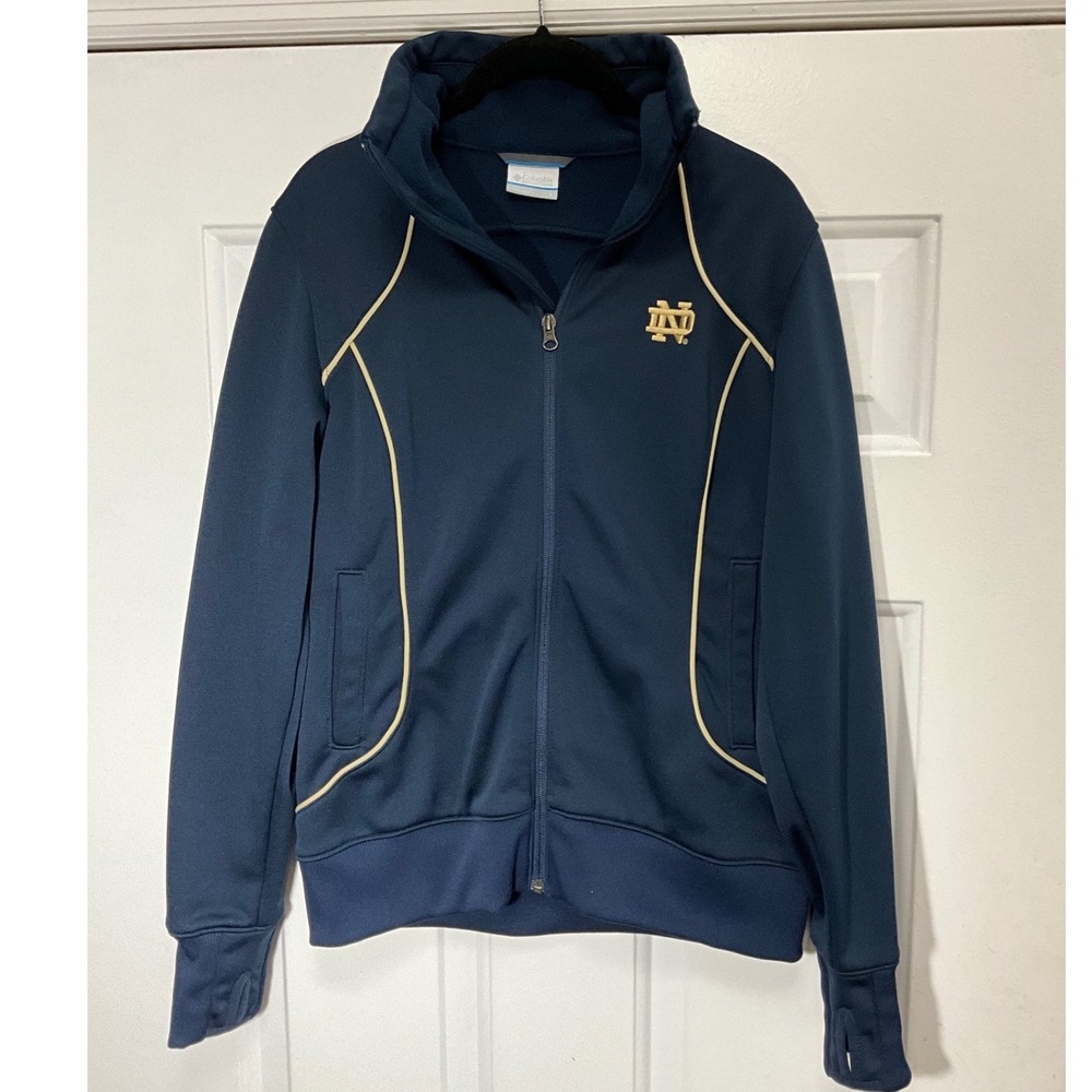 Columbia Notre Dame Fighting Irish Track Jacket Mens Navy Blue Gold Full Zip ND